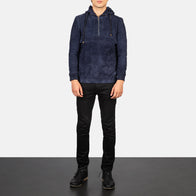 Kenton Hooded Blue Suede Pullover Jacket by Dash Racegear - men Jacket view 3