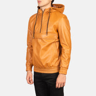 Kenton Hooded Brown Leather Pullover Jacket by Dash Racegear - men Jacket view 2