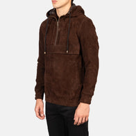 Kenton Hooded Mocha Suede Pullover Jacket by Dash Racegear - men Jacket view 2