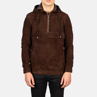 Kenton Hooded Mocha Suede Pullover Jacket by Dash Racegear - men Jacket view 4