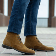 Knight Derby Brown Suede Leather Boots - StudGuard by Dash Racegear - men Leather Shoes view 7