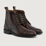 Knight Derby Burnished Brown Leather Boots - StudGuard by Dash Racegear - men Leather Shoes view 1