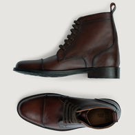 Knight Derby Burnished Brown Leather Boots - StudGuard by Dash Racegear - men Leather Shoes view 2