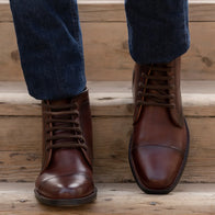 Knight Derby Burnished Brown Leather Boots - StudGuard by Dash Racegear - men Leather Shoes view 6