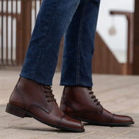 Knight Derby Burnished Brown Leather Boots - StudGuard by Dash Racegear - men Leather Shoes view 7