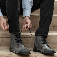 Knight Derby Grey & Black Leather Boots - StudGuard by Dash Racegear - men Leather Shoes view 10