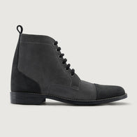 Knight Derby Grey & Black Leather Boots - StudGuard by Dash Racegear - men Leather Shoes view 2