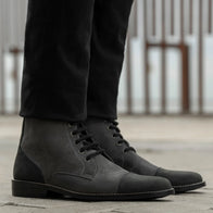 Knight Derby Grey & Black Leather Boots - StudGuard by Dash Racegear - men Leather Shoes view 6