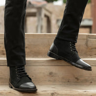 Knight Derby Hybrid Black Leather Boots - StudGuard by Dash Racegear - men Leather Shoes view 9
