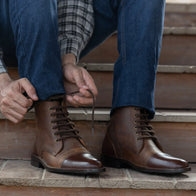 Knight Derby Hybrid Brown Leather Boots - StudGuard by Dash Racegear - men Leather Shoes view 10