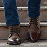 Knight Derby Hybrid Brown Leather Boots - StudGuard by Dash Racegear - men Leather Shoes view 6