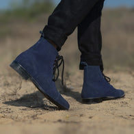 Knight Derby Midnight Blue Suede Leather Boots by Dash Racegear - men Leather Shoes view 8