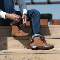 Knight Derby Oil Pull-up Brown Leather Boots by Dash Racegear - men Leather Shoes view 9