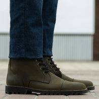 Knight Derby Olive Green Pullup Leather Boots - TerraGrip by Dash Racegear - men Leather Shoes view 6