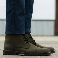 Knight Derby Olive Green Pullup Leather Boots - TerraGrip by Dash Racegear - men Leather Shoes view 6