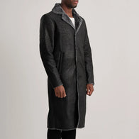 Kolby Distressed Black Leather Shearling Coat by Dash Racegear - men Jacket view 2
