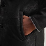 Kolby Distressed Black Leather Shearling Coat by Dash Racegear - men Jacket view 6