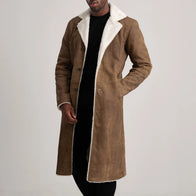 Kolby Distressed Brown Leather Shearling Coat by Dash Racegear - men Jacket view 1