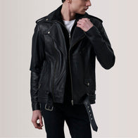 Kole Black Leather Double Rider Jacket by Dash Racegear - men Jacket view 5