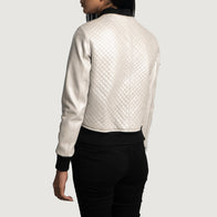 Lana Silver Leather Bomber Jacket by Dash Racegear - women Jacket view 5