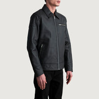 Lavendard Matte Black Leather Biker Jacket by Dash Racegear - men Jacket view 2
