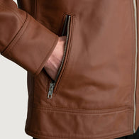Lavendard Matte Brown Leather Biker Jacket by Dash Racegear - men Jacket view 5