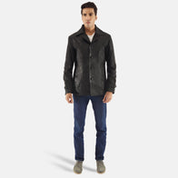 Leo Black Leather Coat by Dash Racegear - men Jacket view 3