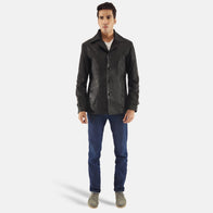 Leo Black Leather Coat by Dash Racegear - men Jacket view 3
