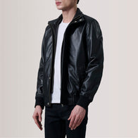 Lester Black Leather Bomber Jacket by Dash Racegear - men Jacket view 3