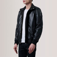 Lester Black Leather Bomber Jacket by Dash Racegear - men Jacket view 3