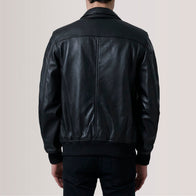 Lester Black Leather Bomber Jacket by Dash Racegear - men Jacket view 4