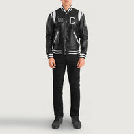 Liberte California Black Leather Varsity Jacket by Dash Racegear - men Jacket view 3