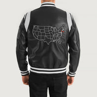 Liberte New Jersey Black Leather Varsity Jacket by Dash Racegear - men Jacket view 5