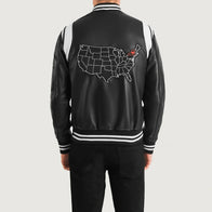 Liberte New York Black Leather Varsity Jacket by Dash Racegear - men Jacket view 5