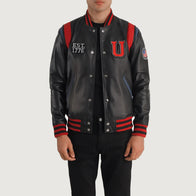 Liberte USA Black Leather Varsity Jacket by Dash Racegear - men Jacket view 1