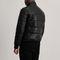 Lucas Black Leather Puffer Bomber Jacket by Dash Racegear - men Jacket view 5