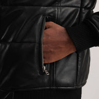 Lucas Black Leather Puffer Bomber Jacket by Dash Racegear - men Jacket view 6