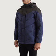 Luka Black & Blue Hooded Puffer Jacket by Dash Racegear - men Jacket view 2