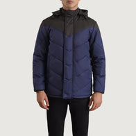 Luka Black & Blue Hooded Puffer Jacket by Dash Racegear - men Jacket view 4