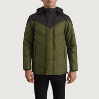 Luka Black & Green Hooded Puffer Jacket by Dash Racegear - men Jacket view 4