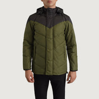 Luka Black & Green Hooded Puffer Jacket by Dash Racegear - men Jacket view 4