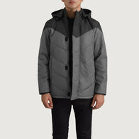 Luka Black & Grey Hooded Puffer Jacket by Dash Racegear - men Jacket view 3