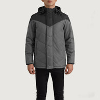 Luka Black & Grey Hooded Puffer Jacket by Dash Racegear - men Jacket view 4