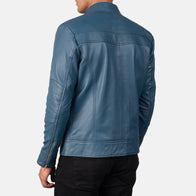 Mack Blue Leather Biker Jacket by Dash Racegear - men Jacket view 5