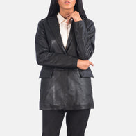 Marilyn Black Leather Blazer by Dash Racegear - women Jacket view 4