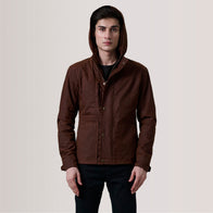 Marlo Brown Canvas Hooded Work Jacket by Dash Racegear - men Jacket view 5