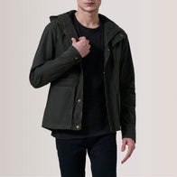 Marlo Olive Canvas Hooded Work Jacket by Dash Racegear - men Jacket view 1