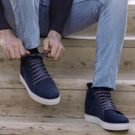 Marty High Top Blue Suede Leather Sneakers by Dash Racegear - men Leather Shoes view 10