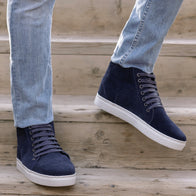 Marty High Top Blue Suede Leather Sneakers by Dash Racegear - men Leather Shoes view 9