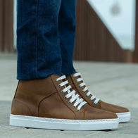 Marty High Top Burnt Copper Pullup Leather Sneakers by Dash Racegear - men Leather Shoes view 7